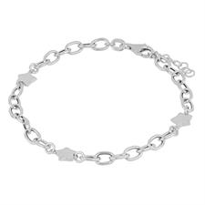 BRACCIALE MAGLIA BATTUTA CON STELLINE PASSANTI ARGENTO 925°/°°