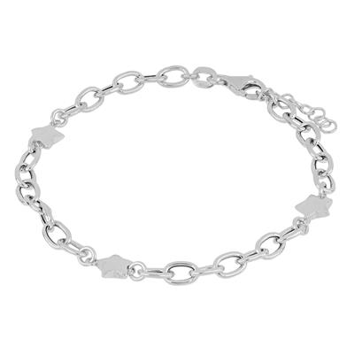 BRACCIALE MAGLIA BATTUTA CON STELLINE PASSANTI ARGENTO 925°/°°