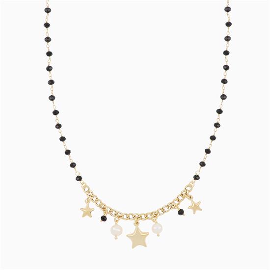 COLLANA SPINELLO STELLE E PERLE FIUME IN ARGENTO 925°/°°