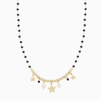 COLLANA SPINELLO STELLE E PERLE FIUME IN ARGENTO 925°/°°