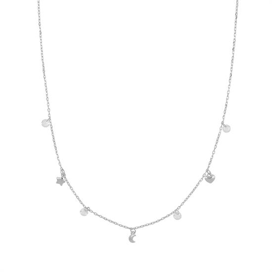 COLLANA GIROCOLLO CUORI STELLE E LUNE MINI IN ARGENTO 925°/°°