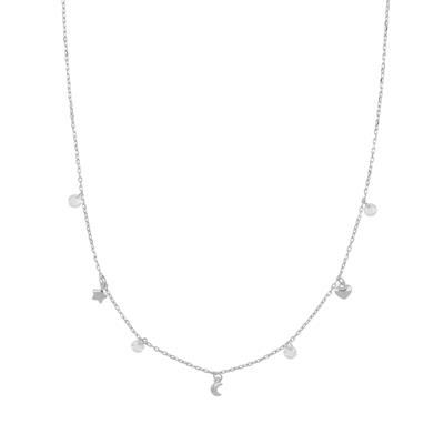 COLLANA GIROCOLLO CUORI STELLE E LUNE MINI IN ARGENTO 925°/°°