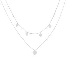 COLLANA CUORI DOPPIO FILO IN ARGENTO 925°/°°