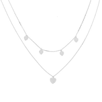 COLLANA CUORI DOPPIO FILO IN ARGENTO 925°/°°