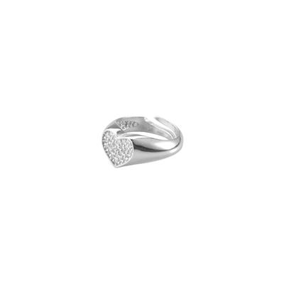 ANELLO SIGILLO CUORE MINI ZIRCONI WHITE IN ARGENTO 925°/°°