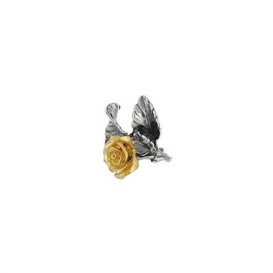 ANELLO FOGLIE BRUNITE ARGENTO 925°/°° E ROSA