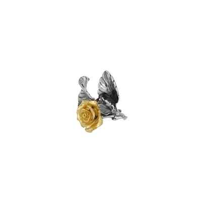 ANELLO FOGLIE BRUNITE ARGENTO 925°/°° E ROSA