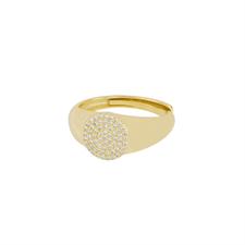 ANELLO SIGILLO MINI TONDO PAVE' WHITE REG BASE GOLD ARGENTO 925°/°°