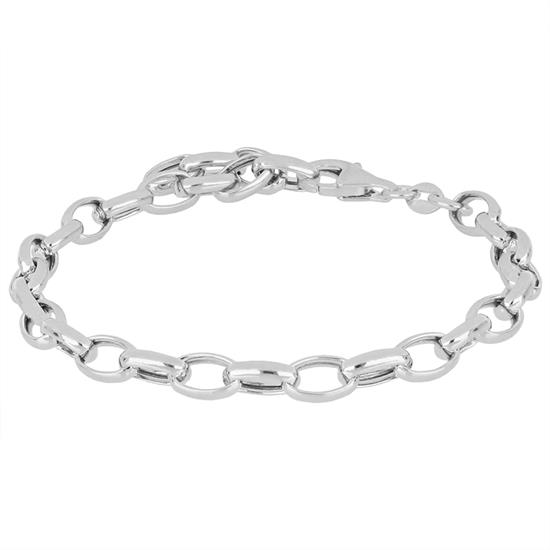 BRACCIALE CATENA OVALE VUOTO IN ARGENTO 925°/°°