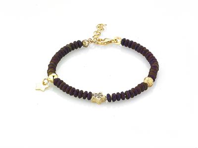 BRACCIALE STELLA EMATITE VIOLA IN AREGNTO 925°/°°