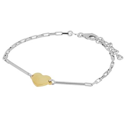 BRACCIALE BACCHETTINE CUORE CENTRALE ARGENTO 925°/°°