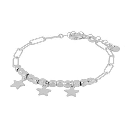 BRACCIALE DIAMANTATO CON DADI MARTELLATI E STELLINE ARGENTO 925°/°°