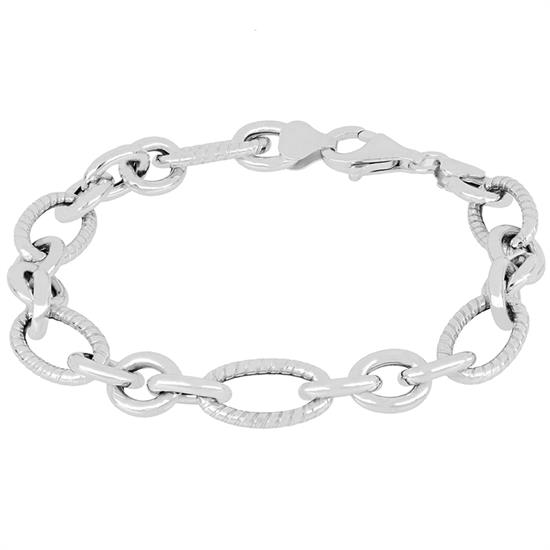 BRACCIALE OVALI LISCI E DIAMANTATI IN ARGENTO 925°/°°