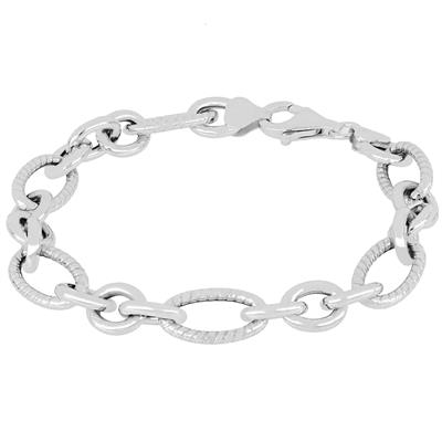 BRACCIALE OVALI LISCI E DIAMANTATI IN ARGENTO 925°/°°