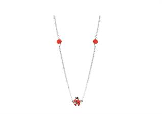 COLLANA COCCINELLA E ZIRCONE BIMBA IN ARGENTO 925°/°°