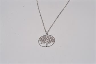 COLLANA ALBERO DELLA VITA 25MM TRAF. FOGLIE IN ARGENTO 925°/°°