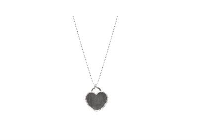 COLLANA LUNGA PALLINO CON CUORE PENDENTE SATINATO IN ARGENTO 925°/°°