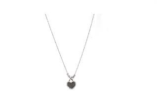 COLLANA PALLINO CON CUORE PENDENTE SATINATO IN ARGENTO 925°/°°