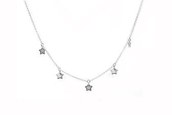 COLLANA 5 STELLE MICRO GLITTER PENDENTI IN ARGENTO 925°/°°