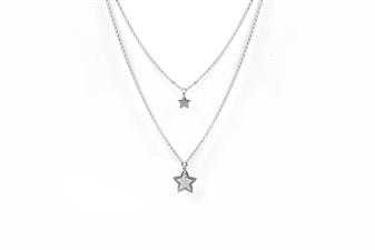 COLLANA DOPPIA CATENA STELLA GLITTER IN ARGENTO 925°/°°