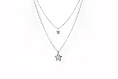 COLLANA DOPPIA CATENA STELLA GLITTER IN ARGENTO 925°/°°