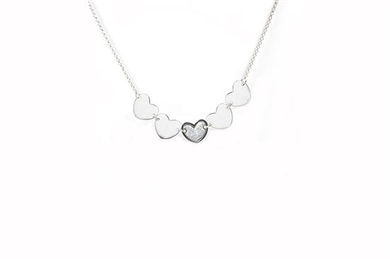 COLLANA 5 CUORI GLITTER IN ARGENTO 925°/°°