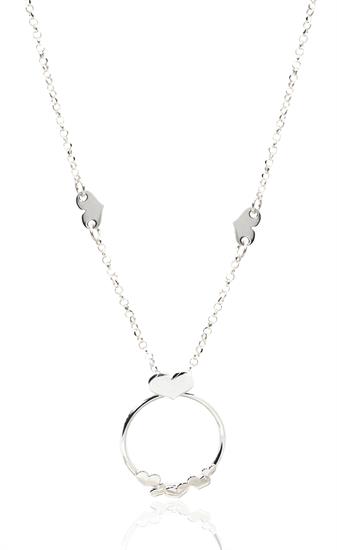 COLLANA PENDENTE CERCHIO CUORI IN ARGENTO 925°/°°