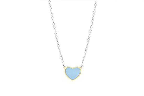 COLLANA CUORE SMALTATO AZZURRO IN ARGENTO 925°/°°