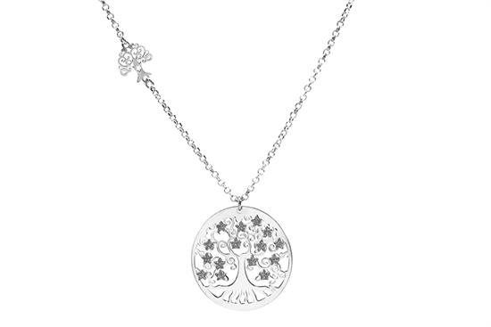 COLLANA ALBERO DELLA VITA 30MM STELLE GLITTER IN ARGENTO 925°/°°