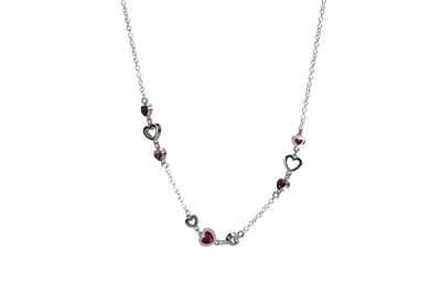 COLLANA CUORI SCATOLATI RODIO IN ARGENTO 925°/°° E SMALTO