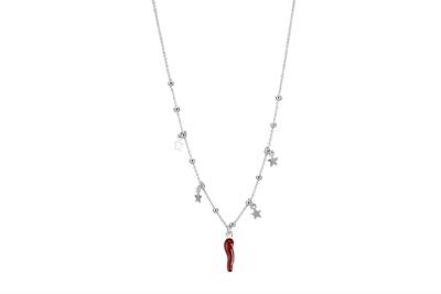 COLLANA STELLE PENDENTI ARGENTO 925°/°° E CORNO SMALTO