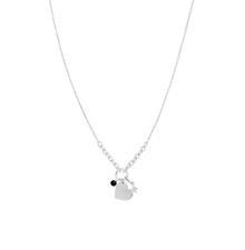 COLLANA TONDINO CUORE LASTRA MINI ZIRCONATO ZK BLACK ARGENTO 925°/°°