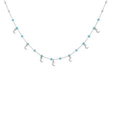 COLLANA RODIO MEZZA LUNA MICRO PENDENTI ARGENTO 925°/°° RONDELLE