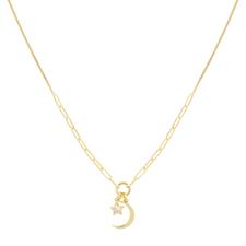 COLLANA MAGLIA OVALE CON STELLA E LUNA ARGENTO 925°/°°