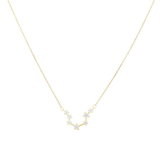 COLLANA DORATO ZIRCONI WHITE E SEGNO ZIODIACALE IN ARGENTO 925°/°°