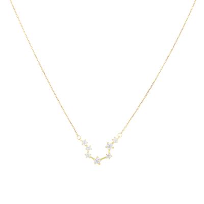 COLLANA DORATO ZIRCONI WHITE E SEGNO ZIODIACALE IN ARGENTO 925°/°°