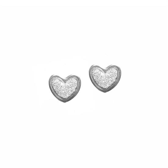 ORECCHINO LOBO CUORE GLITTER IN ARGENTO 925°/°°