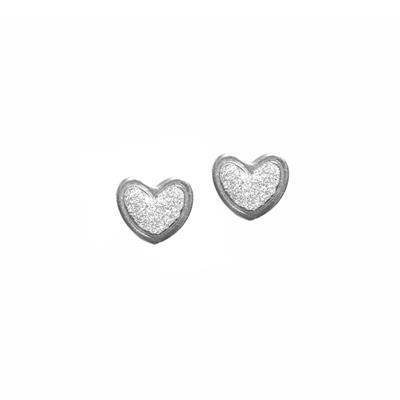 ORECCHINO LOBO CUORE GLITTER IN ARGENTO 925°/°°