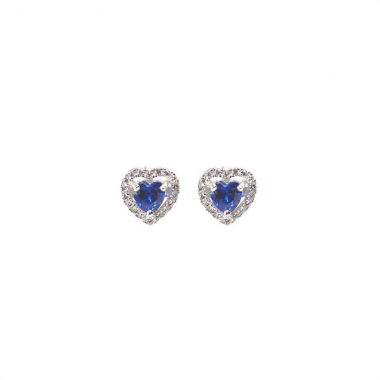 ORECCHINO ZIRCONE BLU CUORE IN ARGENTO 925°/°°