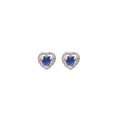 ORECCHINO ZIRCONE BLU CUORE IN ARGENTO 925°/°°