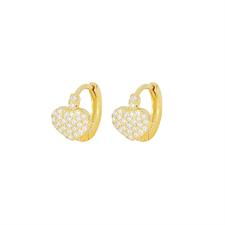 ORECCHINO CERCHIETTO GOLD ARGENTO 925°/°° CUORE ZIRCONI