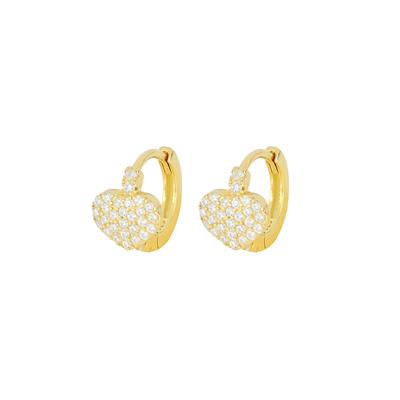 ORECCHINO CERCHIETTO GOLD ARGENTO 925°/°° CUORE ZIRCONI