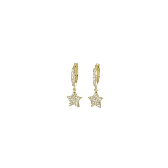 ORECCHINO CERCHIETTO STELLA PENDENTE ARGENTO 925°/°° GOLD ZIRCONI