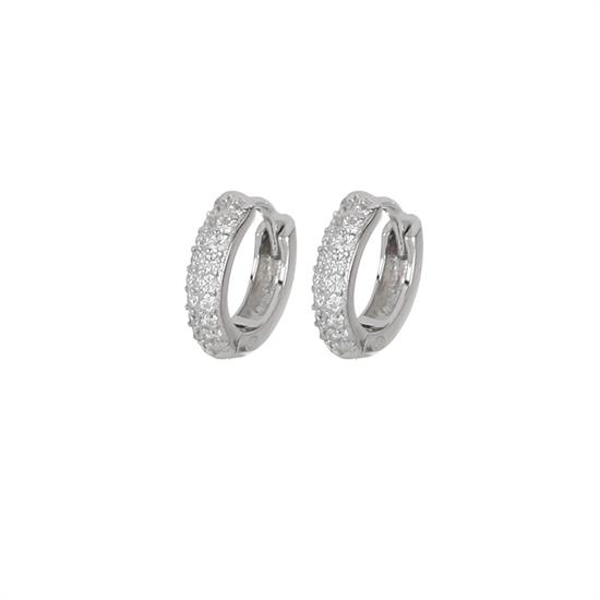 ORECCHINO CERCHIETTO 8MM ZIRCONI WHITE SOTTILE ARGENTO 925°/°°