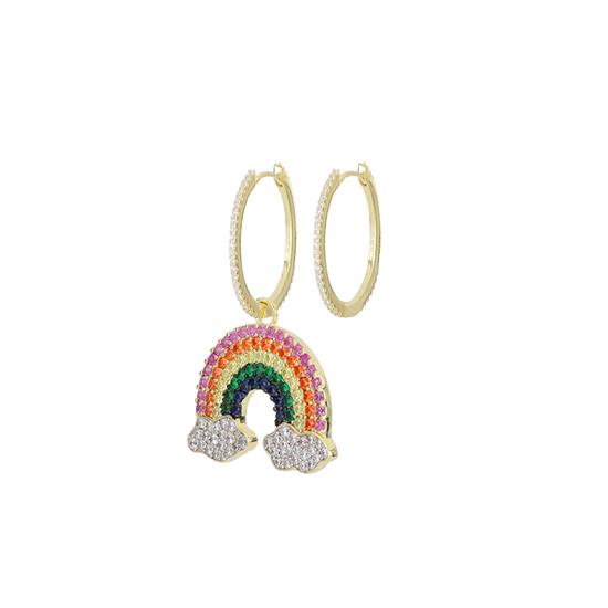 ORECCHINO CERCHIETTO CON ARCOBALENO PENDENTE ARGENTO 925°/°°