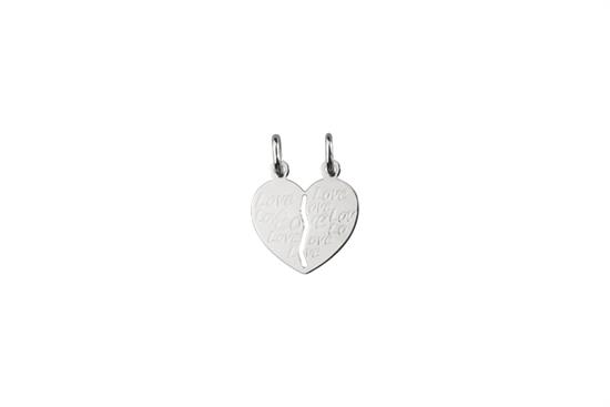 PENDENTE CUORE SPEZZATO AMORE/LOVE IN ARGENTO 925°/°°