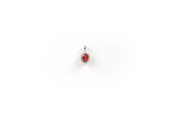 PENDENTE ZIRCONE ROSSO OVALE 6X8MM IN ARGENTO 925°/°°