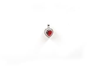 PENDENTE ZIRCONE CUORE ROSSO IN ARGENTO 925°/°°