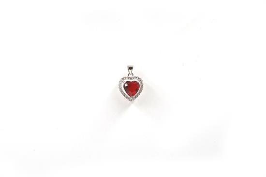 PENDENTE ZIRCONE CUORE ROSSO IN ARGENTO 925°/°°