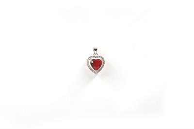 PENDENTE ZIRCONE CUORE ROSSO IN ARGENTO 925°/°°